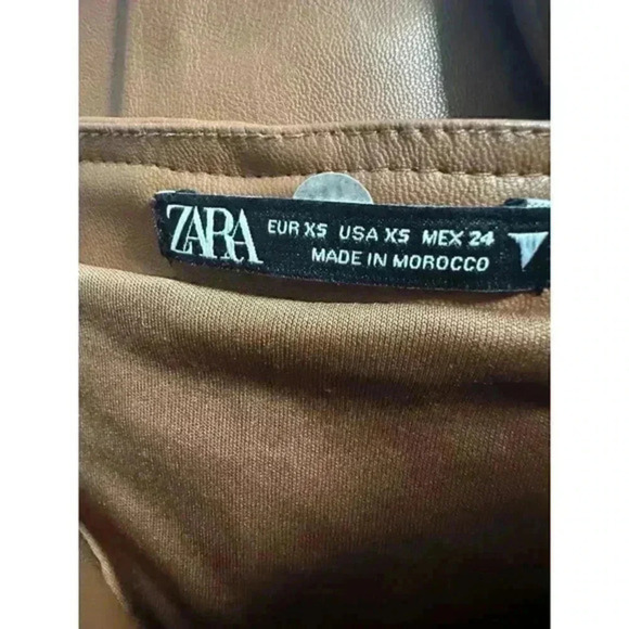 ZARA CARAMEL FAUX LEATHER Dress size‎ XS - Picture 6 of 6